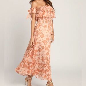 Lulus Love & Blooms Blush Floral Print Off Shoulder Dress M Peach NWT IN PKG